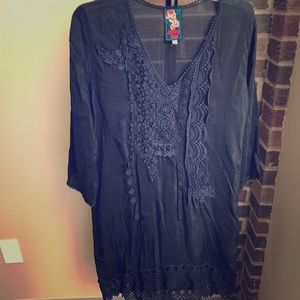 Johnny Was black silk dress - Sz S